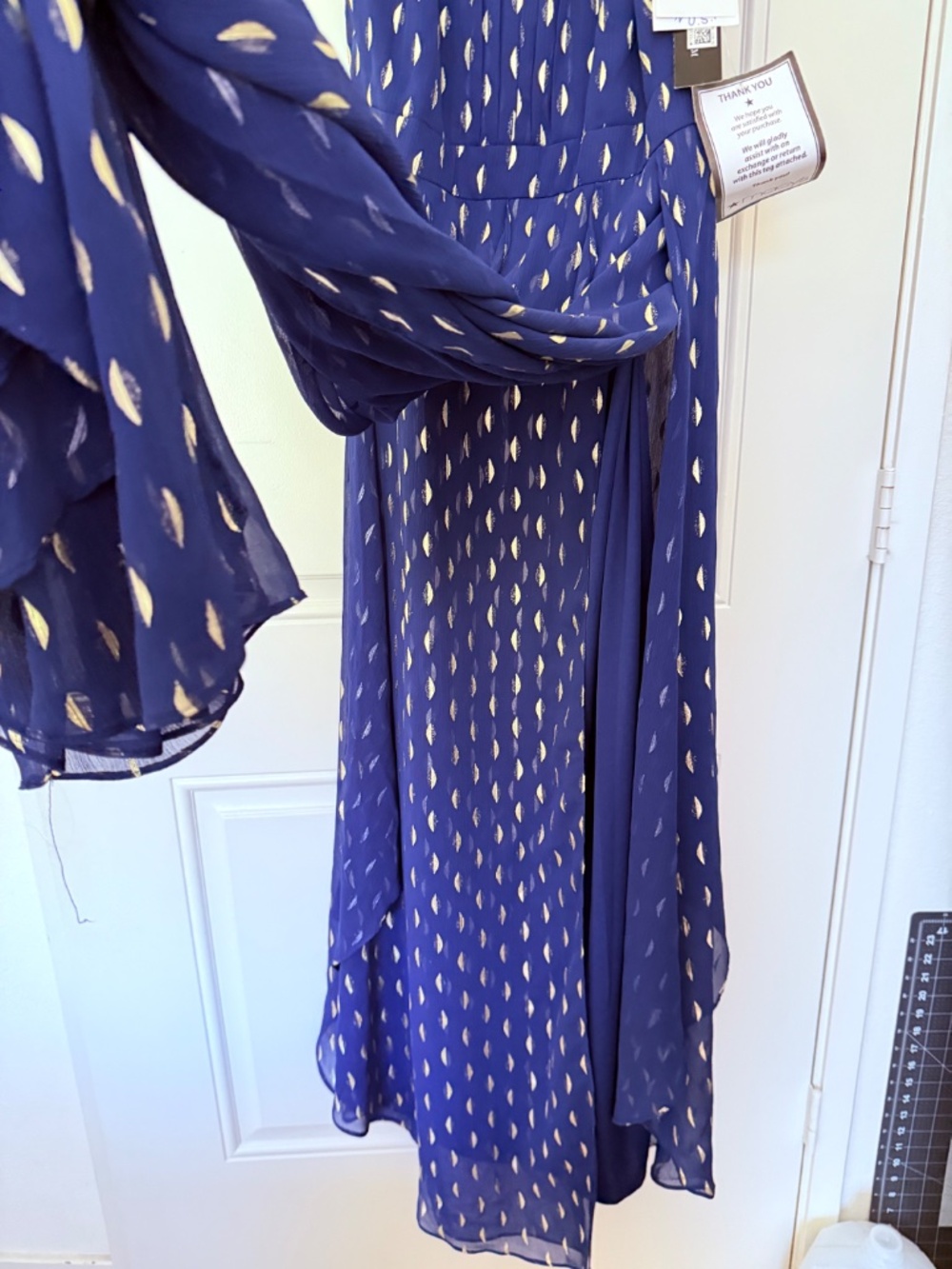 Navy and Gold maxi dress - Sz 10p - Picture 5 of 11